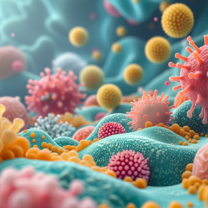 Colorful illustration of microorganisms